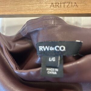 RW Burgundy “pleather” pants. Worn once. Lining. Great fit. Originally $80.